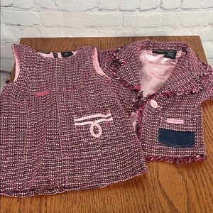 Calvin Klein Jeans Pink Tweed Jacket & matching jumper 18 months